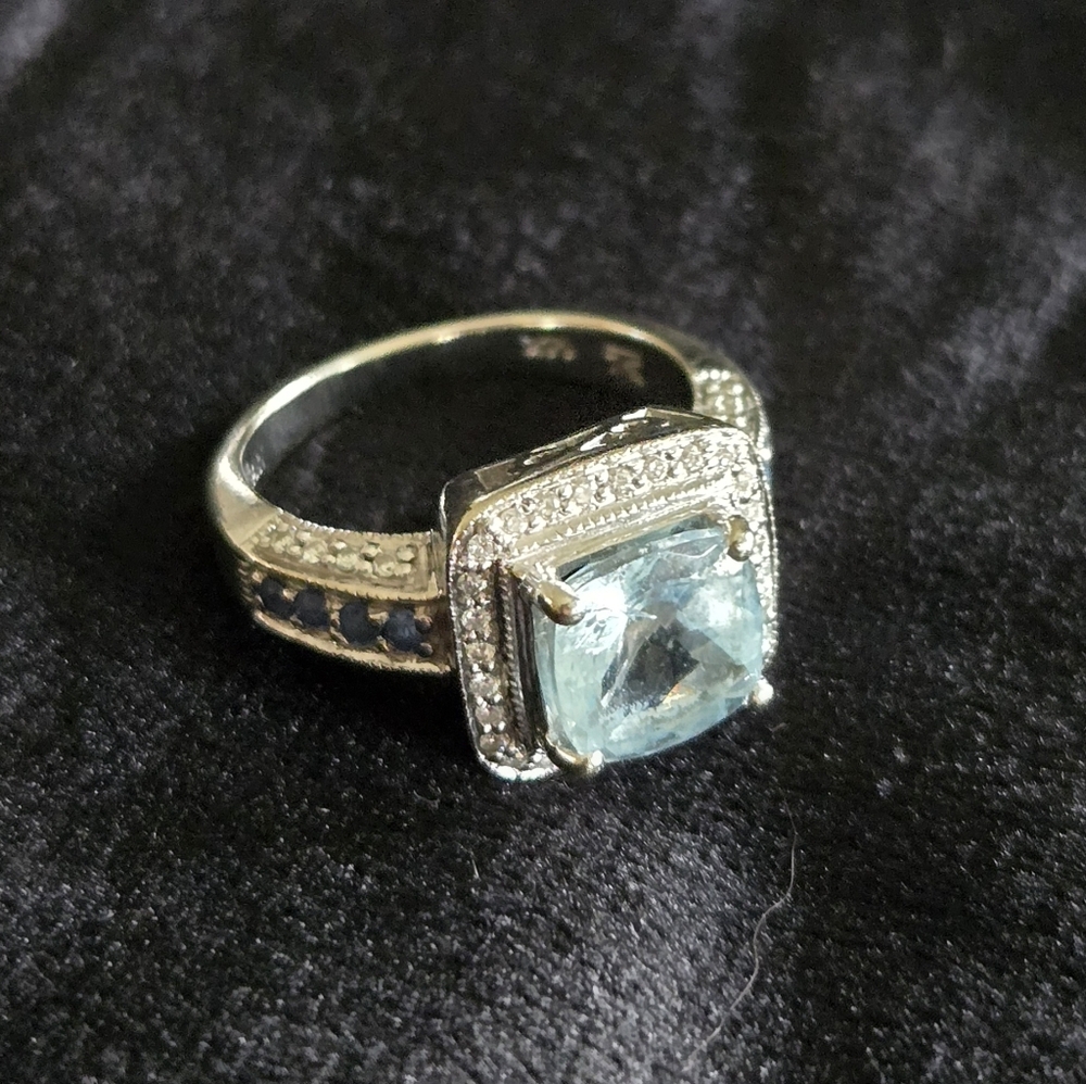 Le Vian Aquamarine, Saphire & Diamond ring - Picture 2 of 13
